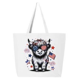 Patriotic Highland Cow 4th Of July 25L Jumbo Tote