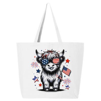 Patriotic Highland Cow 4th Of July 25L Jumbo Tote