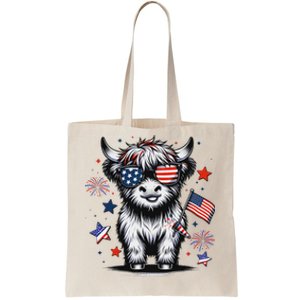 Patriotic Highland Cow 4th Of July Tote Bag