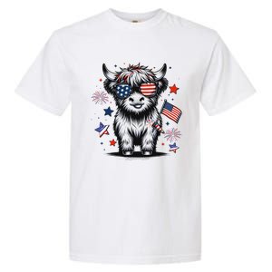 Patriotic Highland Cow 4th Of July Garment-Dyed Heavyweight T-Shirt