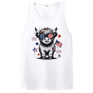 Patriotic Highland Cow 4th Of July PosiCharge Competitor Tank