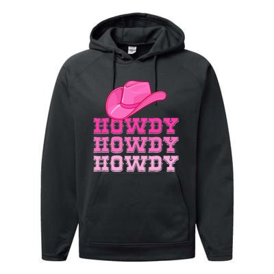 Pink Howdy Cowgirl Western Country Rodeo Performance Fleece Hoodie