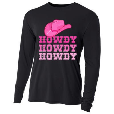 Pink Howdy Cowgirl Western Country Rodeo Cooling Performance Long Sleeve Crew