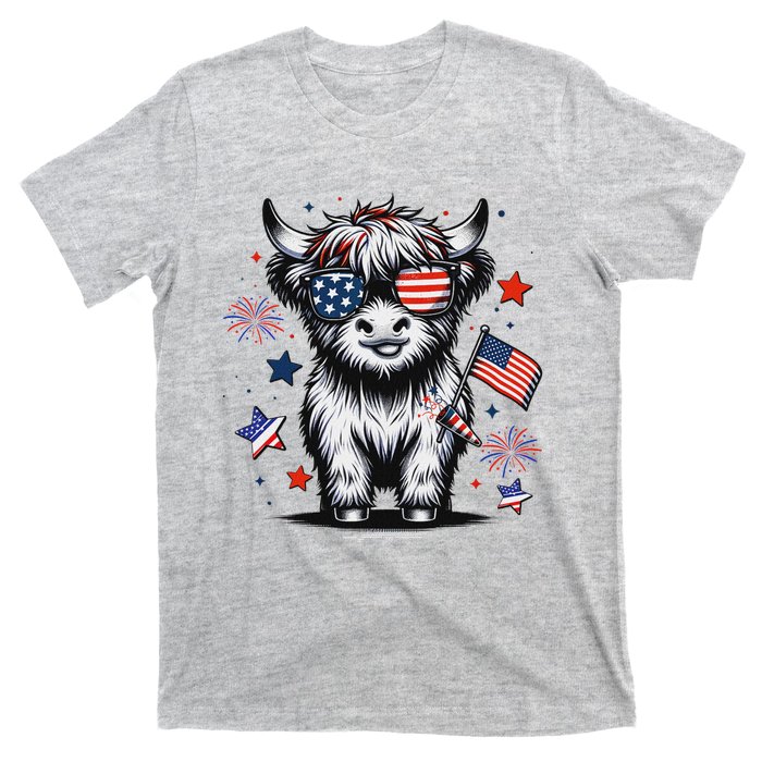 Patriotic Highland Cow 4th Of July T-Shirt