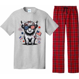 Patriotic Highland Cow 4th Of July Pajama Set