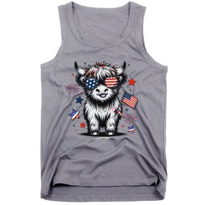 Patriotic Highland Cow 4th Of July Tank Top