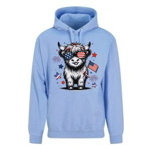 Patriotic Highland Cow 4th Of July Unisex Surf Hoodie