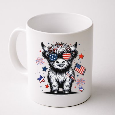 Patriotic Highland Cow 4th Of July Coffee Mug