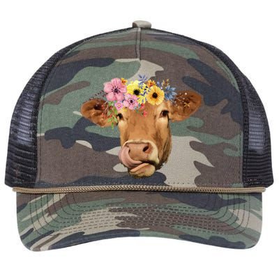 Pretty Hippie Cow Peace Love Festival Gift Retro Rope Trucker Hat Cap