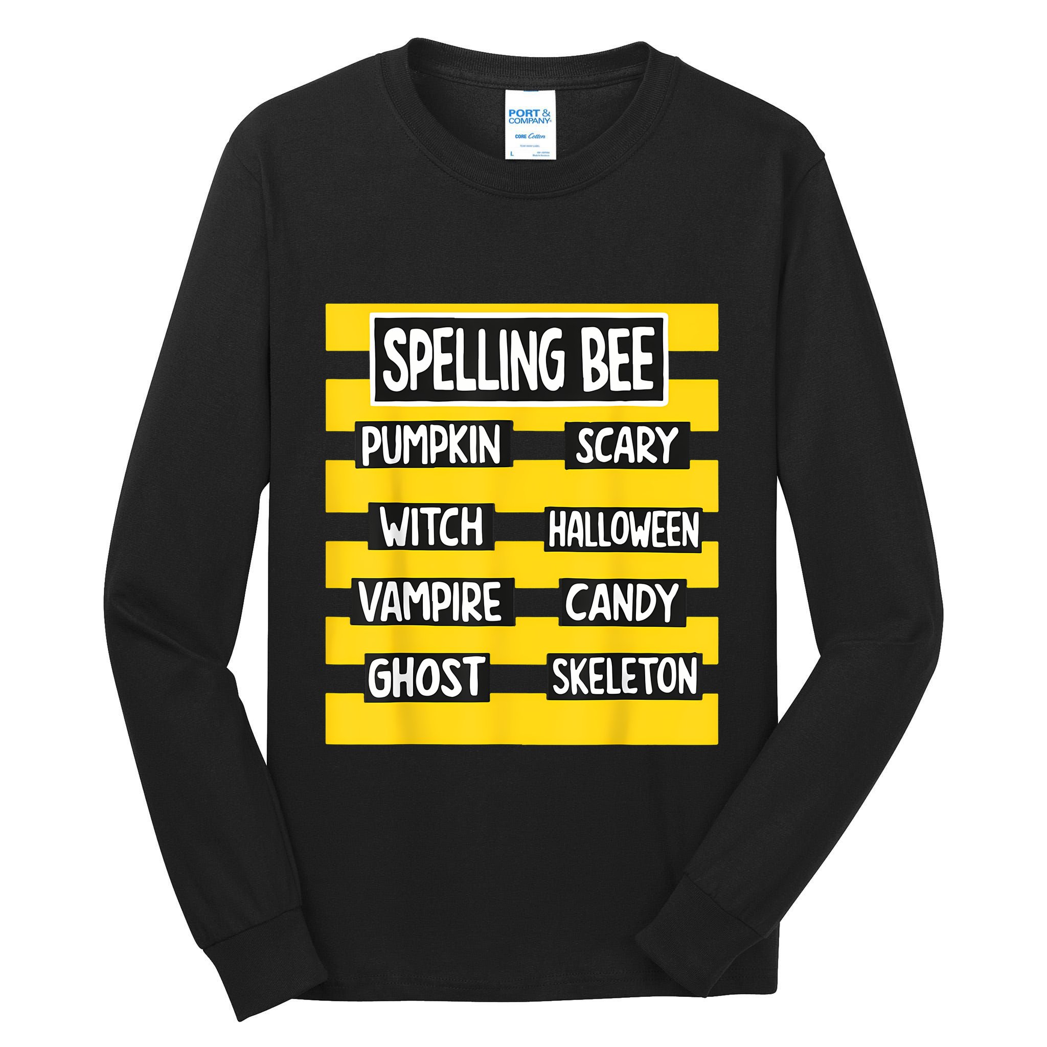 Pun Halloween Costume For Teachers Spelling Bee Tall Long Sleeve T-Shirt