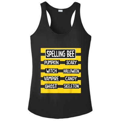 Pun Halloween Costume For Teachers Spelling Bee Ladies PosiCharge Competitor Racerback Tank