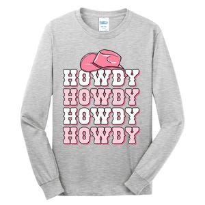 Pink Howdy Cow Print Western Country Cowgirl Texas Rodeo Tall Long Sleeve T-Shirt