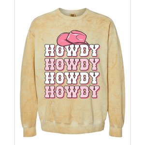 Pink Howdy Cow Print Western Country Cowgirl Texas Rodeo Colorblast Crewneck Sweatshirt