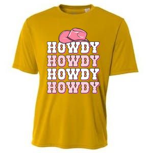 Pink Howdy Cow Print Western Country Cowgirl Texas Rodeo Cooling Performance Crew T-Shirt