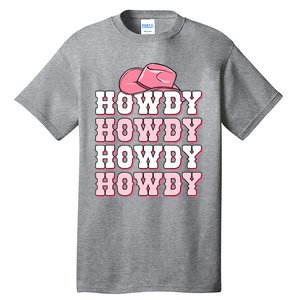 Pink Howdy Cow Print Western Country Cowgirl Texas Rodeo Tall T-Shirt