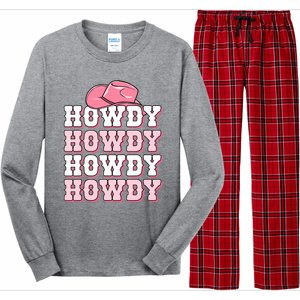 Pink Howdy Cow Print Western Country Cowgirl Texas Rodeo Long Sleeve Pajama Set