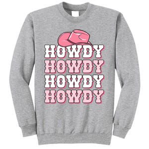 Pink Howdy Cow Print Western Country Cowgirl Texas Rodeo Tall Sweatshirt