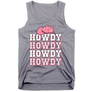 Pink Howdy Cow Print Western Country Cowgirl Texas Rodeo Tank Top