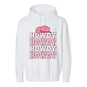 Pink Howdy Cow Print Western Country Cowgirl Texas Rodeo Garment-Dyed Fleece Hoodie