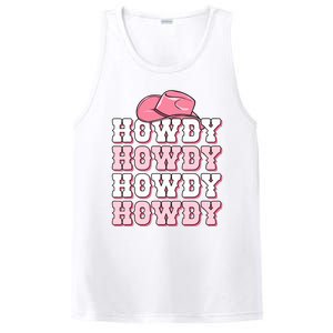 Pink Howdy Cow Print Western Country Cowgirl Texas Rodeo PosiCharge Competitor Tank