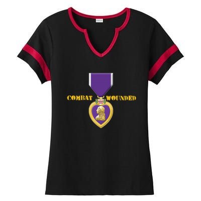 Purple Heart Combat Veteran Cool Ladies Halftime Notch Neck Tee