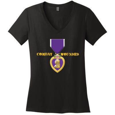 Purple Heart Combat Veteran Cool Women's V-Neck T-Shirt