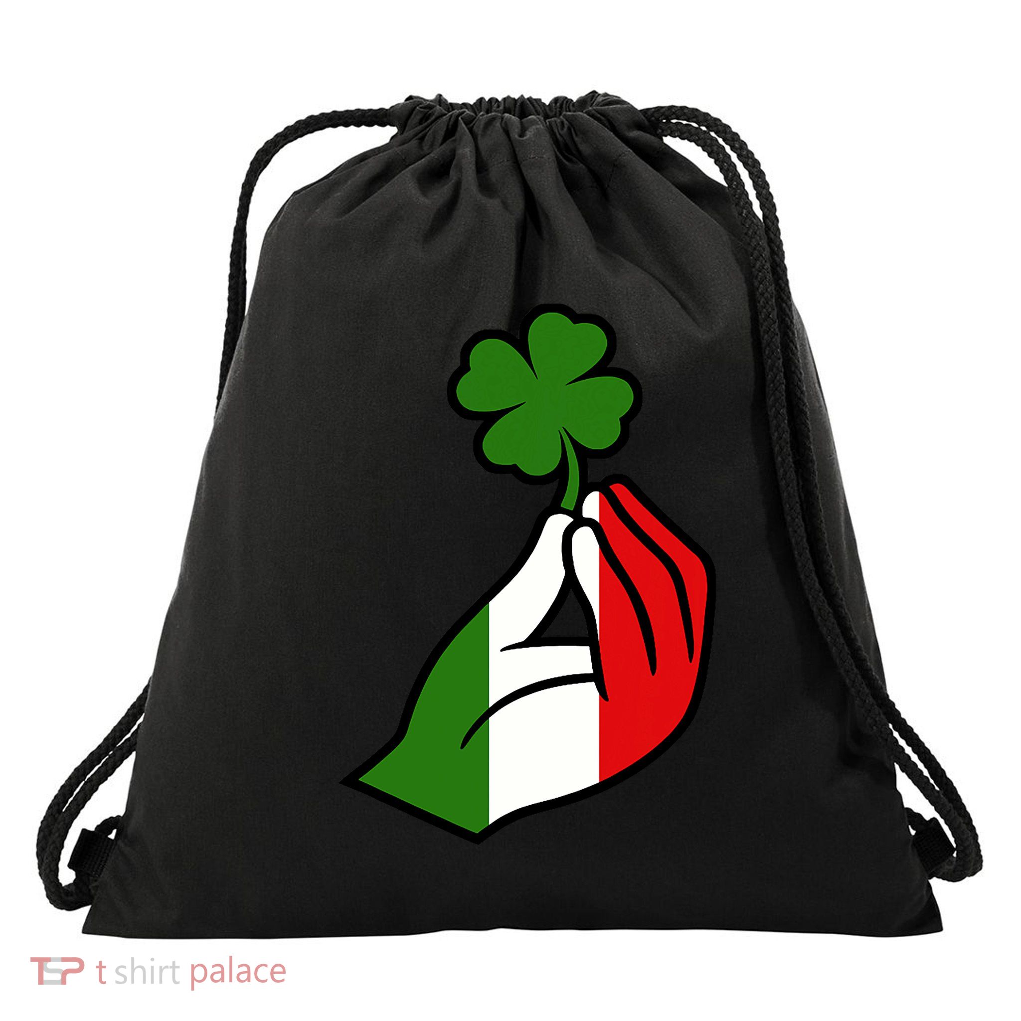 Pinched Hand Clover Drawstring Bag