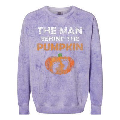 Pregnant Halloween Costume For Dad Expecting Lil Pumpkin Colorblast Crewneck Sweatshirt