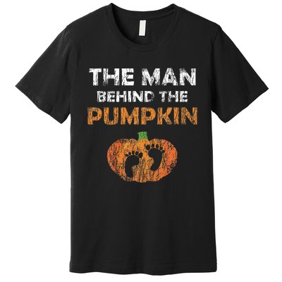 Pregnant Halloween Costume For Dad Expecting Lil Pumpkin Premium T-Shirt