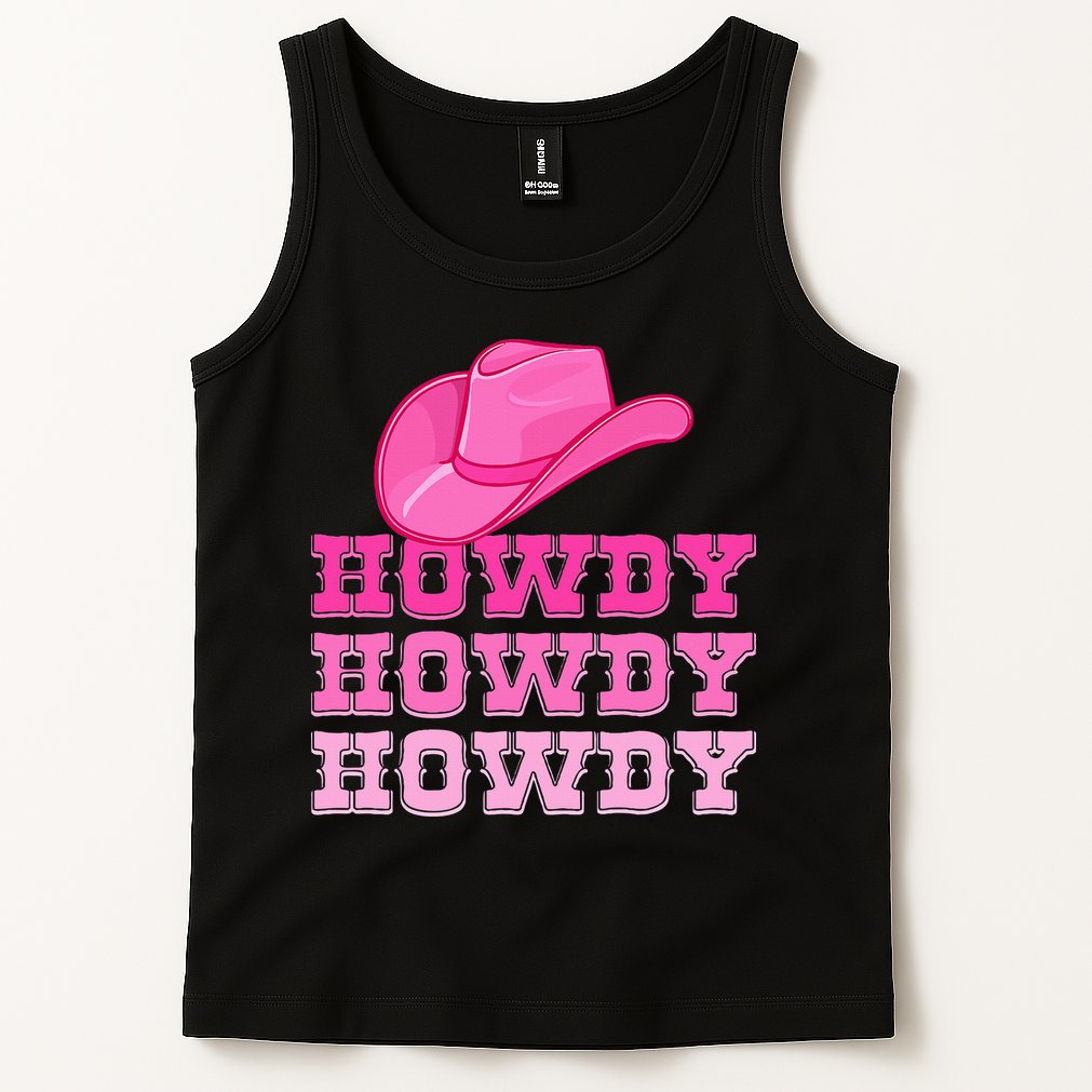 Pink Howdy Cowgirl Western Country Rodeo Tank Top