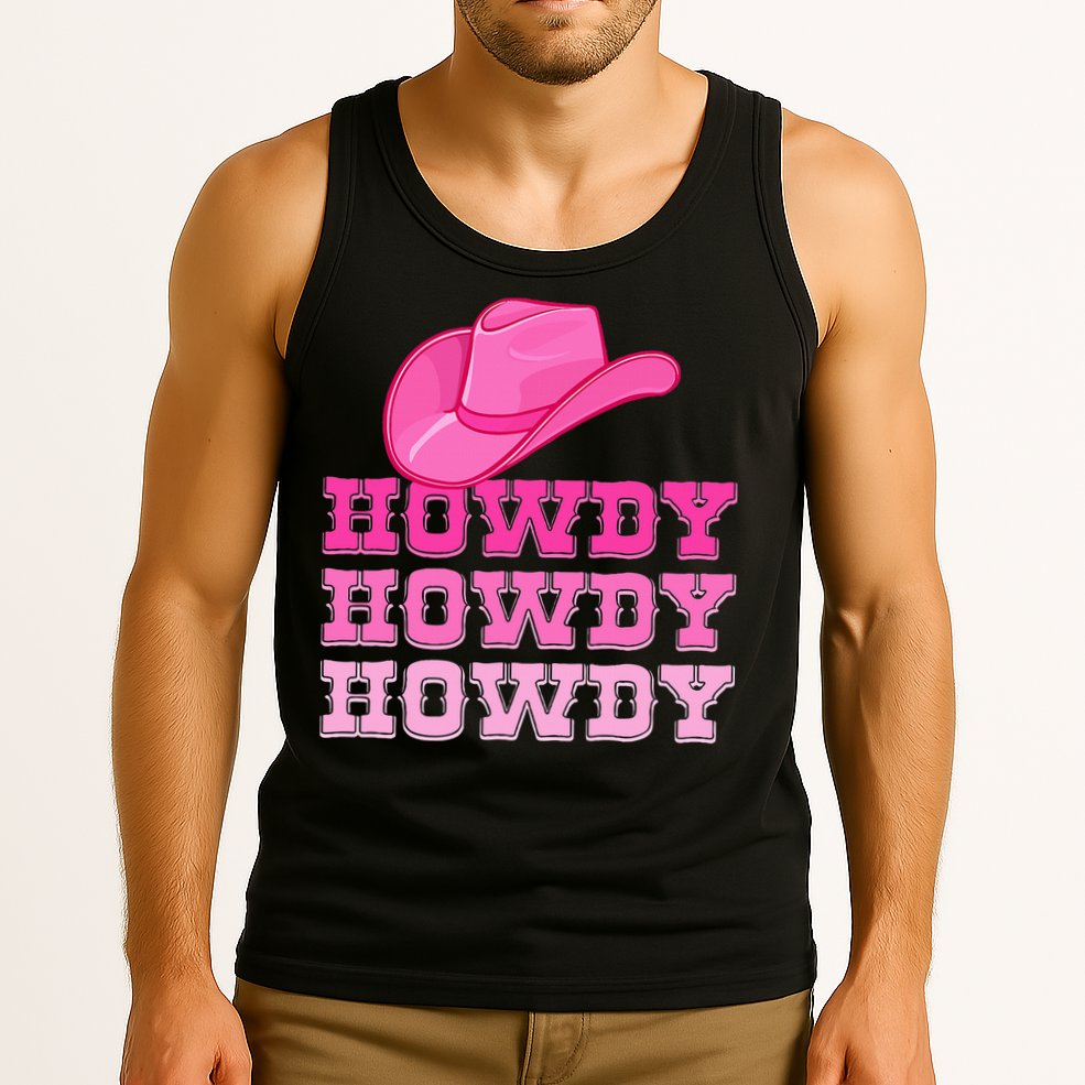 Pink Howdy Cowgirl Western Country Rodeo Tank Top