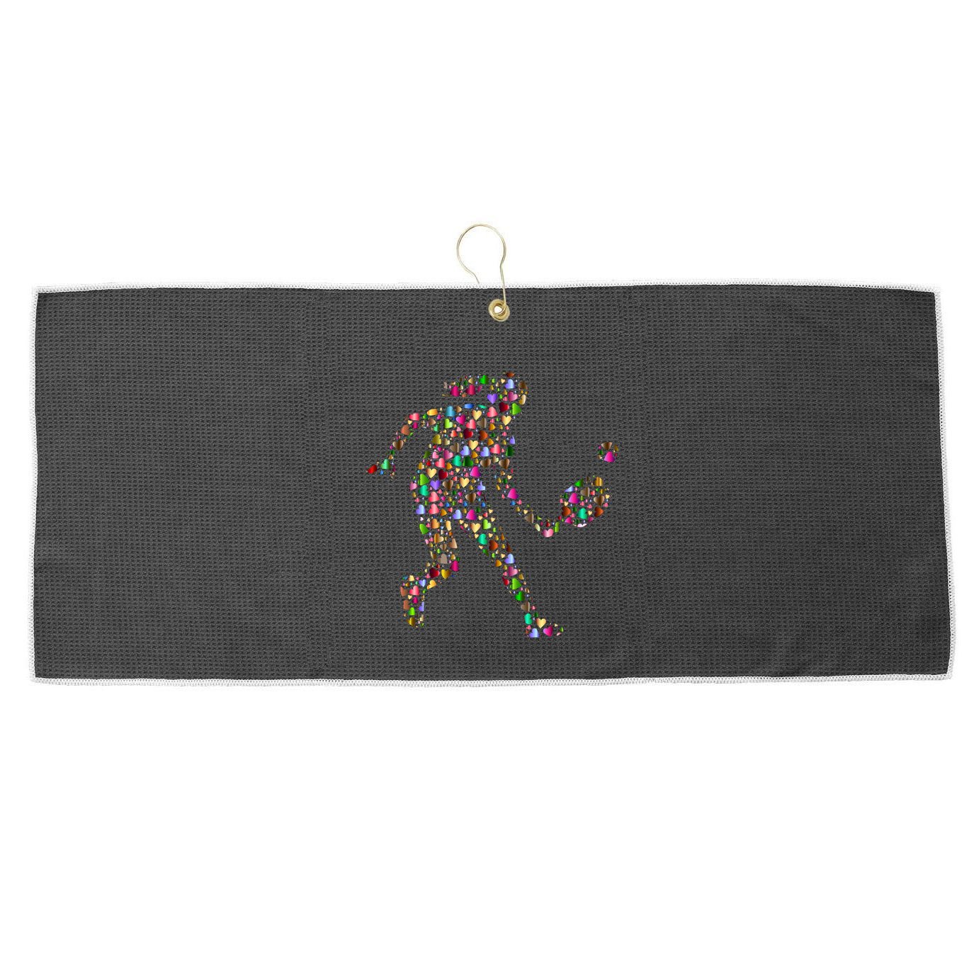 Pickleball Heart Color Large Microfiber Waffle Golf Towel