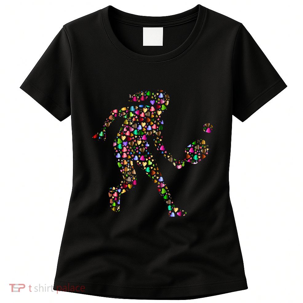 Pickleball Heart Color Womens T-Shirt