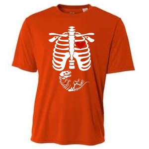 Pregnant Halloween Costume Dinosaur Skeleton Pregnant Mom Gift Cooling Performance Crew T-Shirt