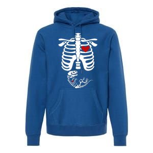 Pregnant Halloween Costume Dinosaur Skeleton Pregnant Mom Gift Premium Hoodie