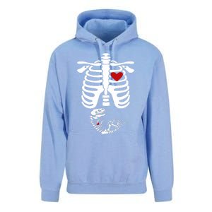 Pregnant Halloween Costume Dinosaur Skeleton Pregnant Mom Gift Unisex Surf Hoodie