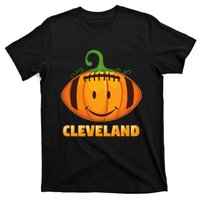 Pumpkin Halloween Costume Cleveland Football Cool Smile Face T-Shirt