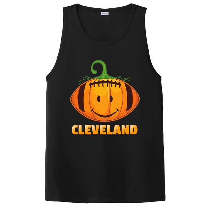 Pumpkin Halloween Costume Cleveland Football Cool Smile Face PosiCharge Competitor Tank