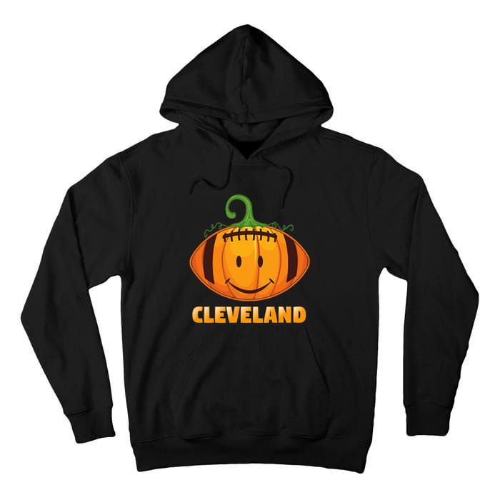 Pumpkin Halloween Costume Cleveland Football Cool Smile Face Tall Hoodie