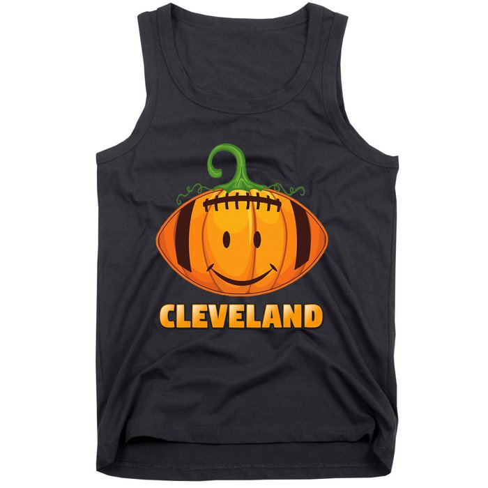 Pumpkin Halloween Costume Cleveland Football Cool Smile Face Tank Top