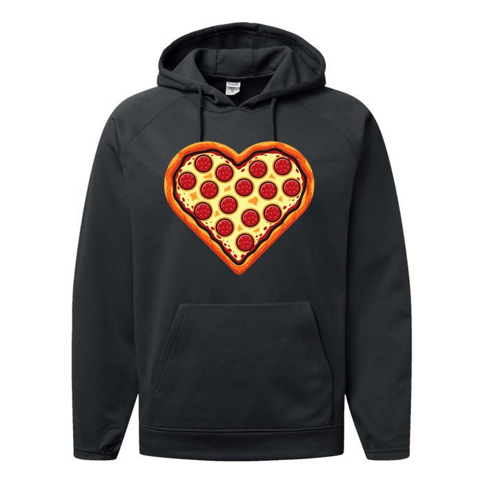 Pizza Heart Cute Valentines Day Performance Fleece Hoodie