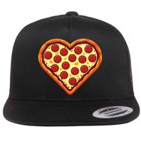 Pizza Heart Cute Valentines Day Flat Bill Trucker Hat