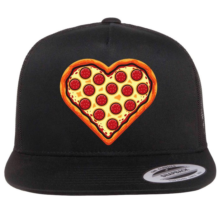 Pizza Heart Cute Valentines Day Flat Bill Trucker Hat