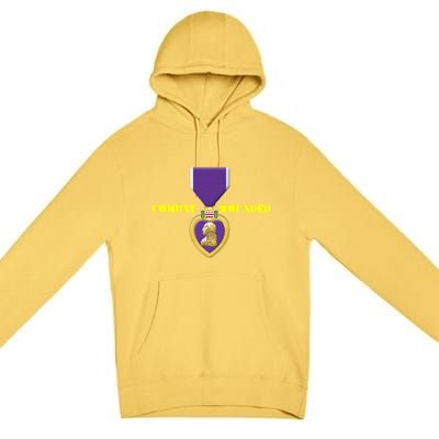 Purple Heart Combat Veteran Cool Gift Premium Pullover Hoodie