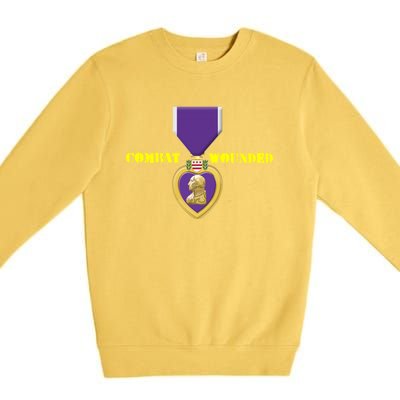 Purple Heart Combat Veteran Cool Gift Premium Crewneck Sweatshirt