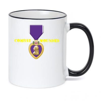 Purple Heart Combat Veteran Cool Gift 11oz Black Color Changing Mug