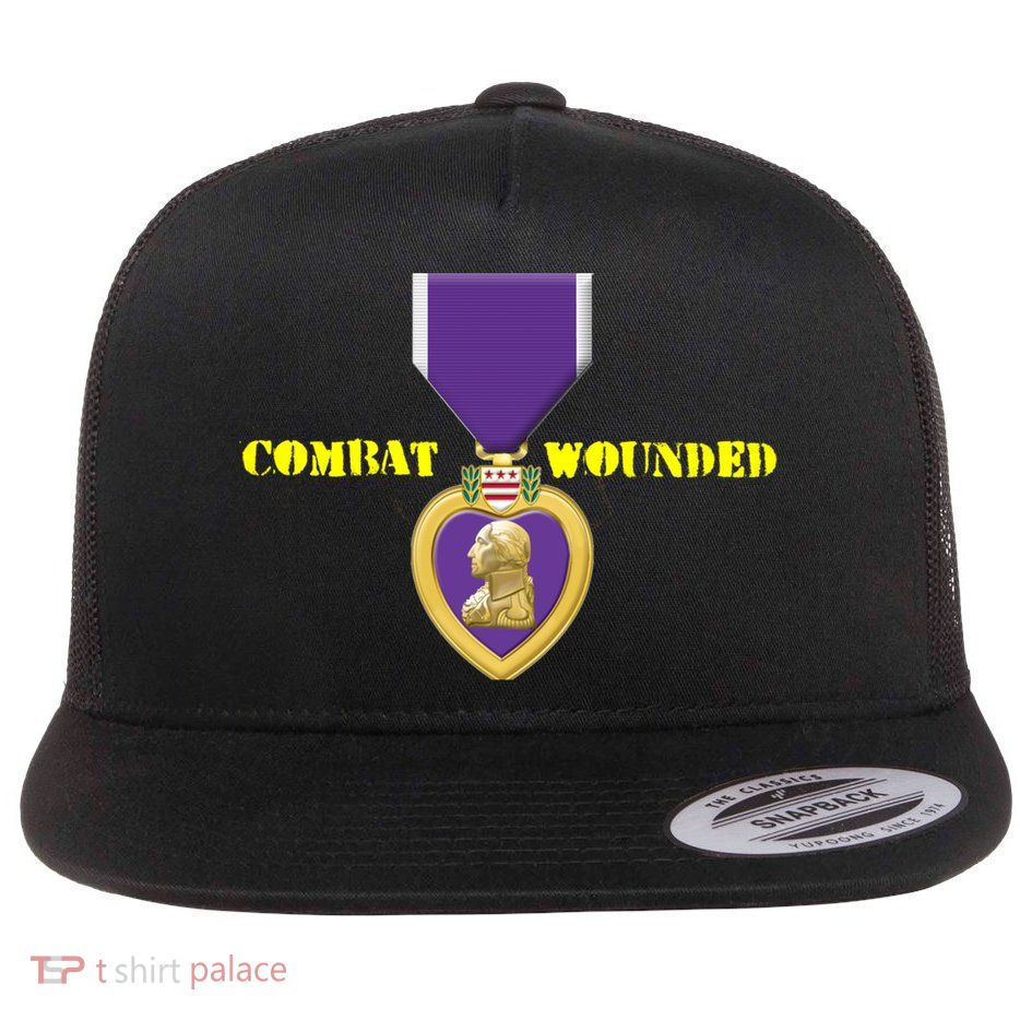 Purple Heart Combat Veteran Cool Gift Flatbill Hat