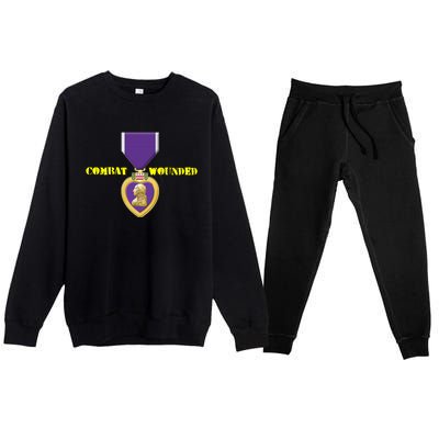 Purple Heart Combat Veteran Cool Gift Premium Crewneck Sweatsuit Set