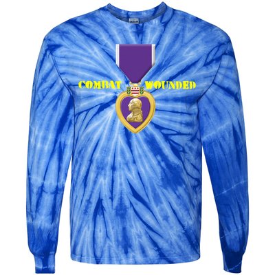 Purple Heart Combat Veteran Cool Gift Tie-Dye Long Sleeve Shirt