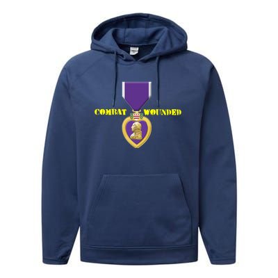 Purple Heart Combat Veteran Cool Gift Performance Fleece Hoodie